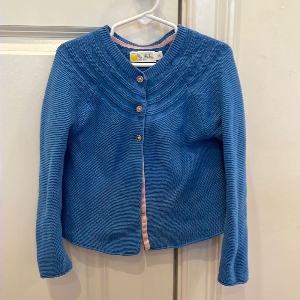 Mini Boden 5-6Y Blue Cardigan Sweater